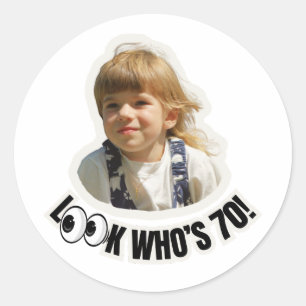 Sticker Rond Regardez la photo d'âge personnalisée de qui