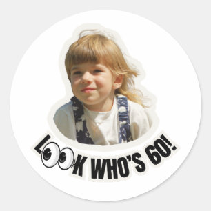 Sticker Rond Regardez la photo d'âge personnalisée sur mesure
