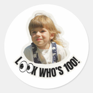Sticker Rond Regardez la photo d'âge personnalisée sur mesure