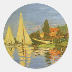 Sticker Rond Regatta à Argenteuil par Claude Monet