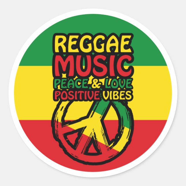 Sticker Rond Reggae and Peace Symbol with positive quotes (Devant)