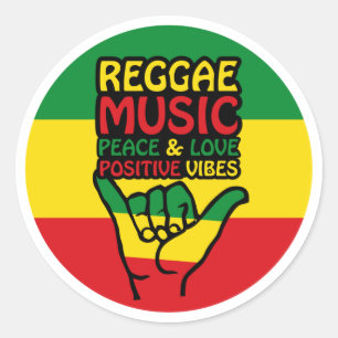 Sticker Rond Reggae Shaka Main avec des citations positives
