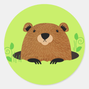 Sticker Rond Région boisée adorable Groundhog