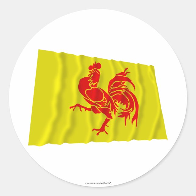 Sticker Rond Région wallonne Drapeau d'agitation (Devant)