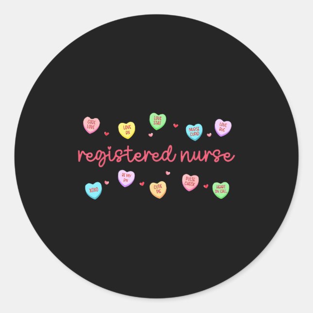 Sticker Rond Registered Nurse Valentines Candy Heart Healthcare (Devant)
