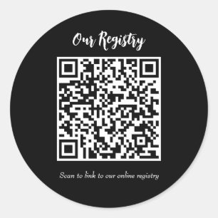 Sticker Rond Registre de Mariage Moderne Minimaliste Scannable 