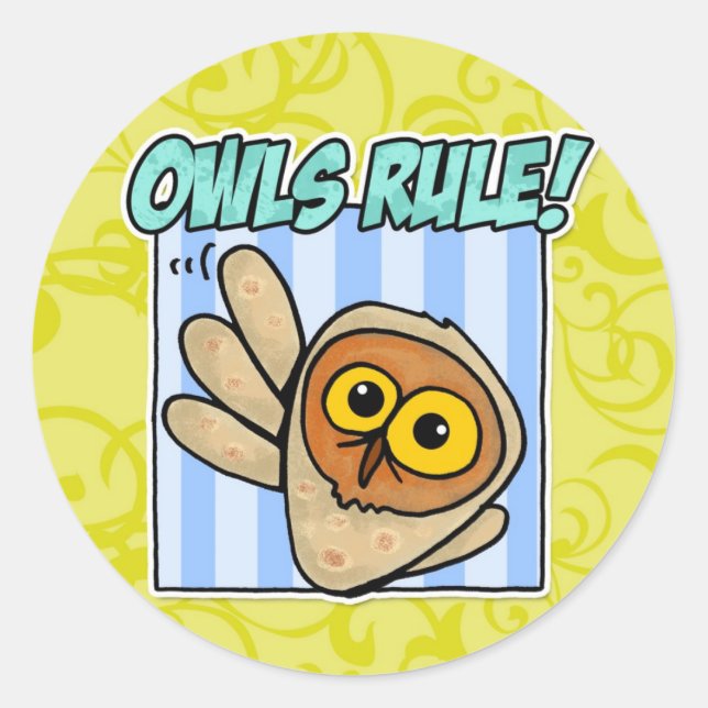 Sticker Rond règle de hiboux (Devant)