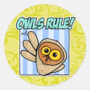 Sticker Rond règle de hiboux
