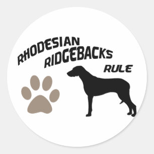 Sticker Rond Règle de Rhodesian Ridgebacks