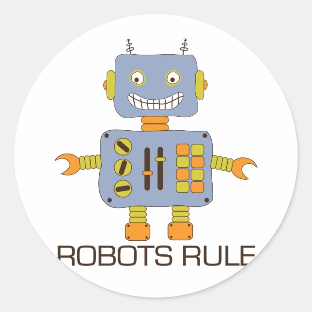 Sticker Rond Règle des robots (Devant)