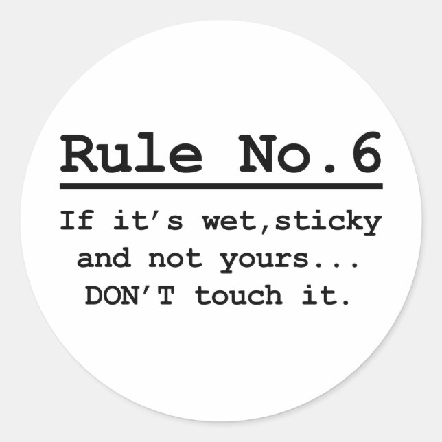 Sticker Rond Règle no 6 (Devant)