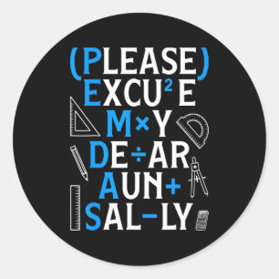 Sticker Rond Règles de maths drôles Pemdas Pun enseignants jour