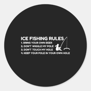 Sticker Rond Règles de pêche sur glace drôles
