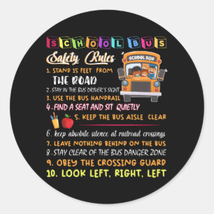 Sticker Rond règles de sécurité des autobus scolaires