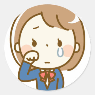 Sticker Rond Regret triste pleurant de larmes d'excuses de