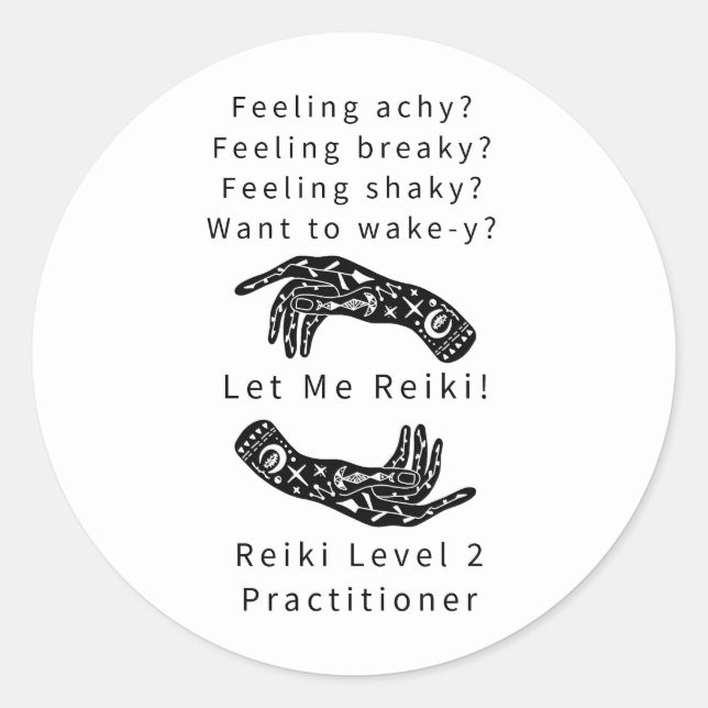 Sticker Rond Reiki Niveau 2 Praticien Riddle Et Mains (Devant)