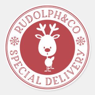 Sticker Rond Reindee Noël Livraison spéciale