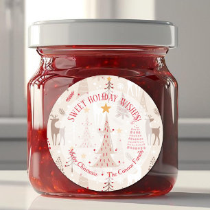 Sticker Rond Reindeer Noël Arbres fait maison de vacances