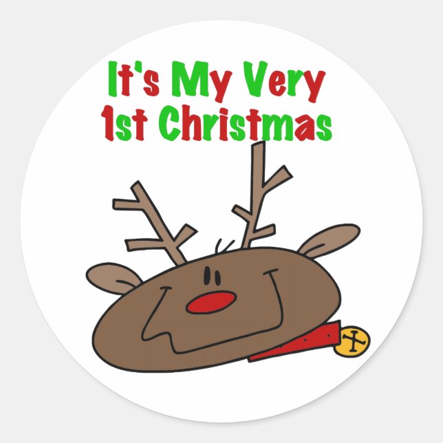 Sticker Rond Reindeer Très 1er Noël (Devant)