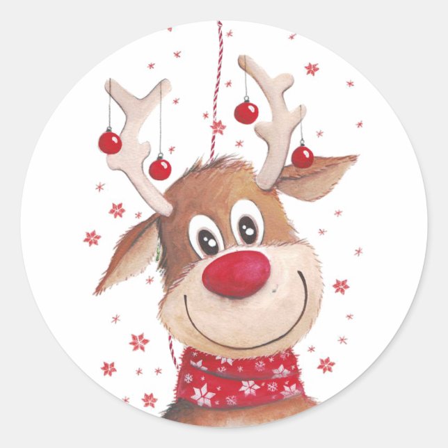 Sticker Rond Reinder de Noël (Devant)