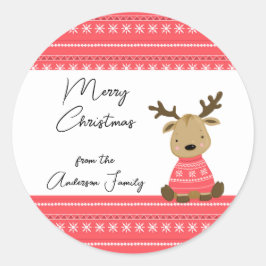 Sticker Rond Reinder de Noël 2 cadeau