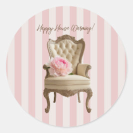 Sticker Rond Reine Anne chaise d'aile Pink Peony