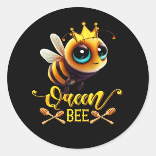 Sticker Rond Reine Bee Royal Couronne Hive Miel Beerke apicultu