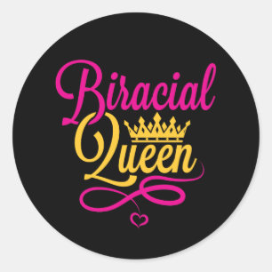 Sticker Rond Reine Biracial Femme de race mixte