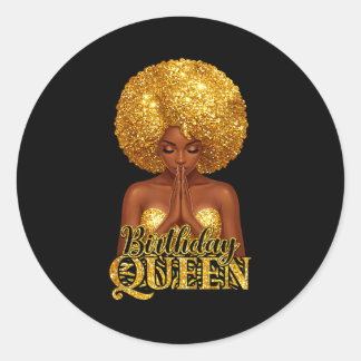 Sticker Rond reine d'anniversaire femme priant fille noire afro