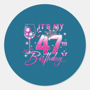 Sticker Rond reine d'anniversaire rose 47 ans 47e anniversaire