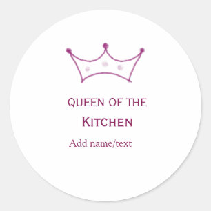 Sticker Rond reine de cuisine mauve couronne cuisiner nom chef