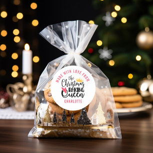 Sticker Rond Reine de pâtisserie de Noël customisée