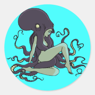 Sticker Rond Reine de poulpe
