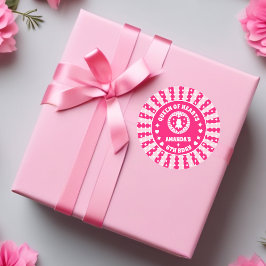 Sticker Rond Reine Des Coeurs Rose Rétro Anniversaire