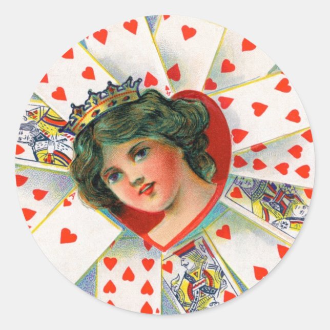 Sticker Rond REINE DES COEURS, Saint Valentin (Devant)