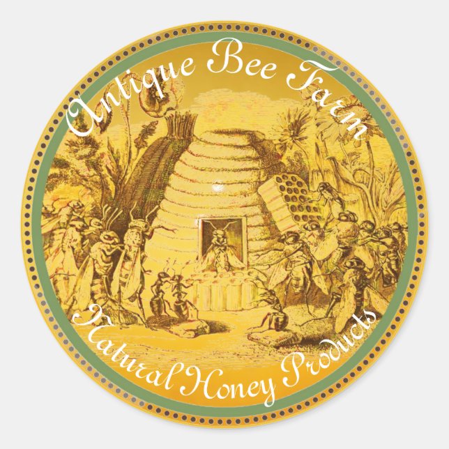 Sticker Rond REINE DES HONEY BEES EN SKEP / BEEKEEPER Circle (Devant)