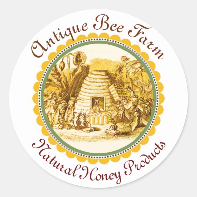 Sticker Rond REINE DES HONEY BEES EN SKEP / BEEKEEPER Circle (Devant)