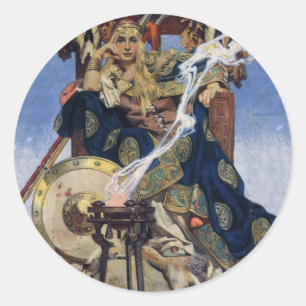 Sticker Rond Reine Maeve Princesse Guerrière Art Fantastique