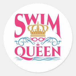 Sticker Rond Reine Nager Nage Femmes Filles