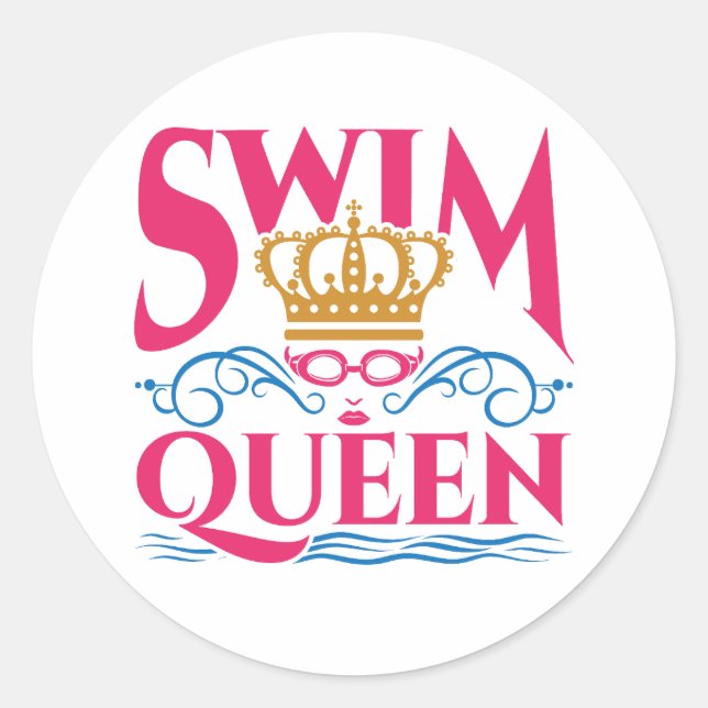Sticker Rond Reine Nager Nage Femmes Filles (Devant)