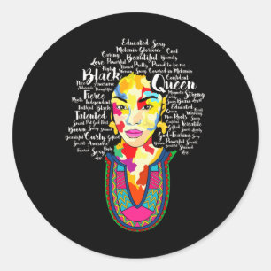 Sticker Rond Reine noire Mois de l'histoire noire Africain Amér