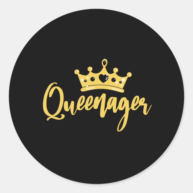 Sticker Rond Reine or ager, reine dramatique adolescent (Devant)