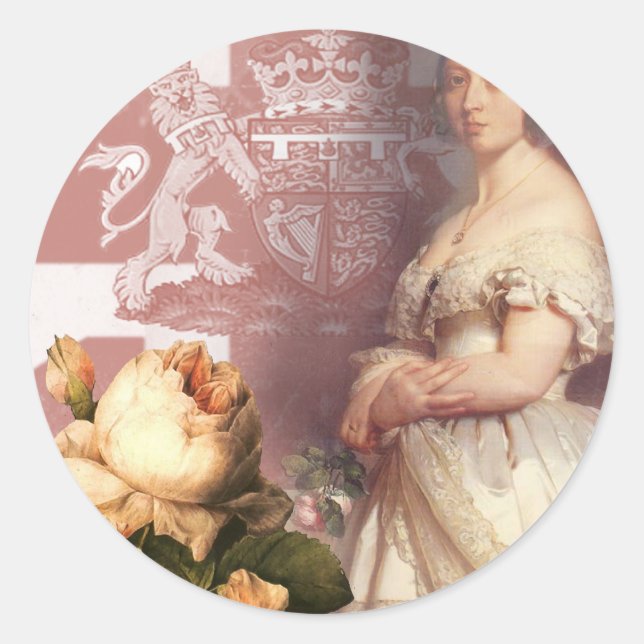 Sticker Rond Reine vintage Victoria (Devant)