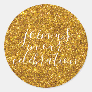 STICKER ROND REJOINDRE-NOUS DANS NOTRE CÉLÉBRATION -OR