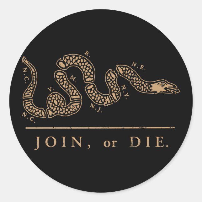 Sticker Rond Rejoindre Ou Mourir - Libertarien (Devant)