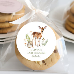 Sticker Rond Réjouissances de la Nature Baby Shower Cerf