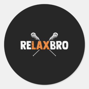 Sticker Rond Relax Bro Drôle Lacrosse Joueur Lax Lover Lacrosse