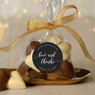 Sticker Rond Relax Script Love and Thanks Custom Color Mariage