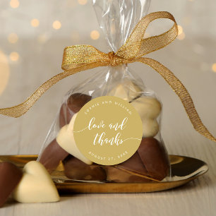 Sticker Rond Relax Script Love and Thanks Custom Color Mariage