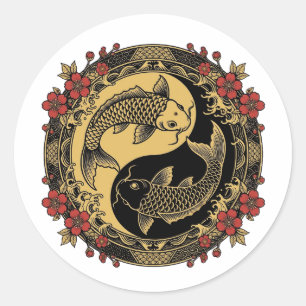 Sticker Rond Relief Rond Ornemental de Dragon Impérial Chinois